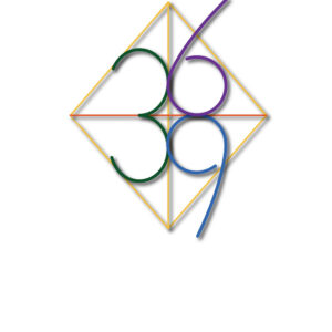 Artistic number 369 within geometric shapes.