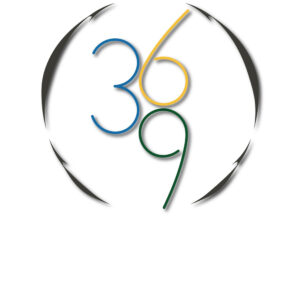 Abstract logo featuring numbers 3, 6, and 9 within a circular design.