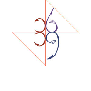 Abstract design combining the Om symbol with geometric shapes.