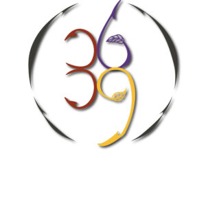 Abstract circular logo with stylized numbers 3 and 9 in red, purple, and yellow.