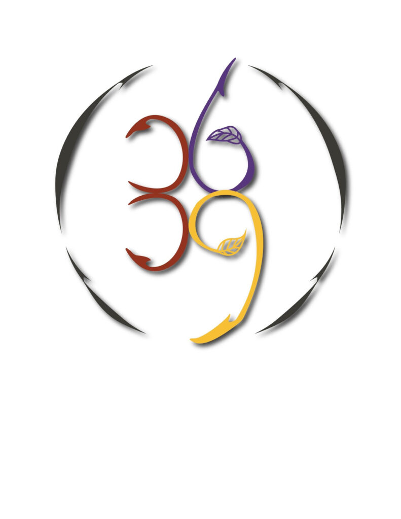 Abstract circular logo with stylized numbers 3 and 9 in red, purple, and yellow.